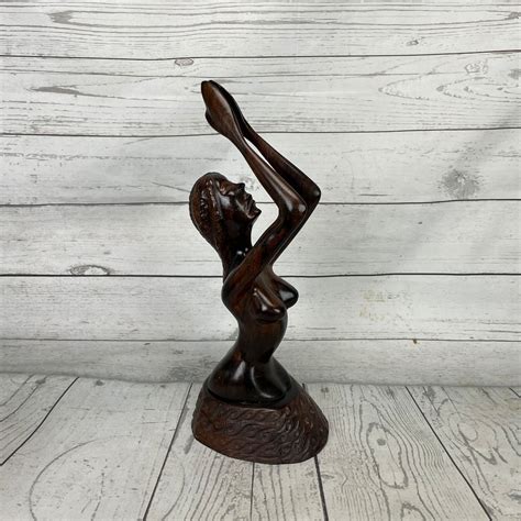 Hand Carved Wood Nude Woman Folk Art Lady Sculpture Statue Mcm Vintage Etsy