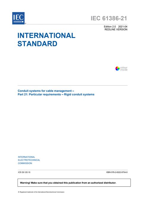 IEC 61386 21 2021 Conduit Systems For Cable Management Part 21