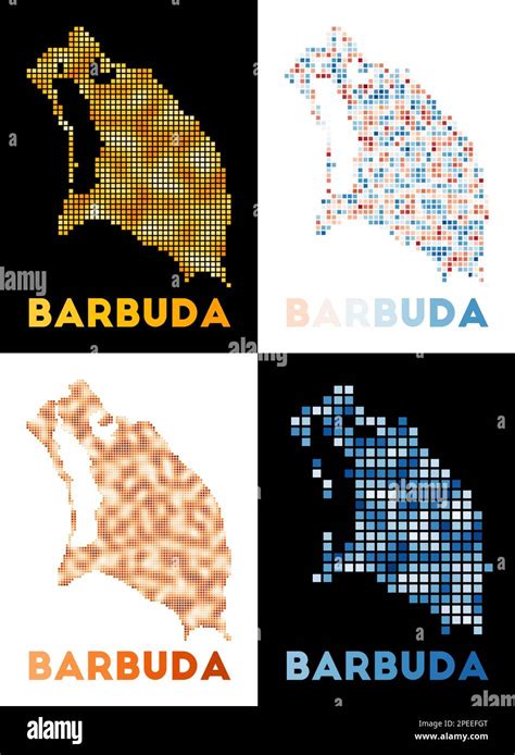 Barbuda map. Collection of map of Barbuda in dotted style. Borders of ...