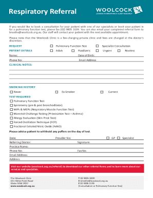 Fillable Online Woolcock Respiratory Referral Form Indd Fax Email Print