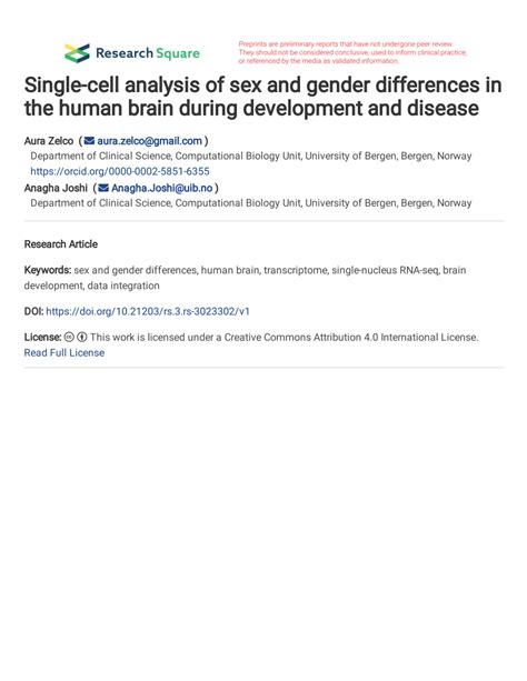 Pdf Single Cell Analysis Of Sex And Gender Differences In The Human