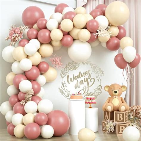Kit D Arche De Ballons Rose Nude Guirlande De Ballons Rétro Rose Poudré Beige Blush Crème Pêche