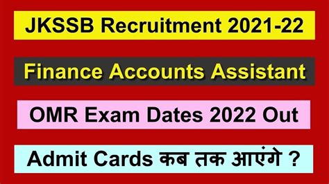 Jkssb Finance Accounts Assistant Exam Dates Out Jkssb Faa Exam