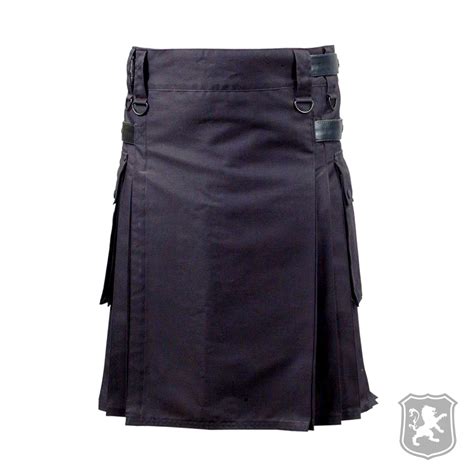 Stylish Black Utility Kilt For Men Made To Measure Kilt