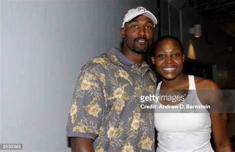 Karl Malone Of The Los Angeles Lakers And Daughter Cheryl Ford Of The