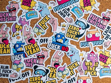 Amazon Fuck Stickers Pack Vinyl Glossy Waterproof Funny Monsters Mood Expressions
