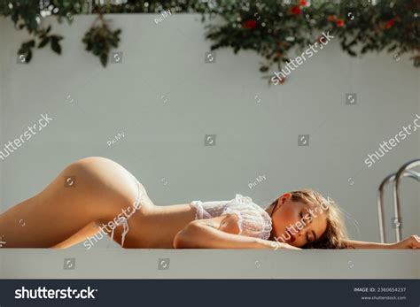 Elegant Sexy Woman White Lace Bikini Stock Photo Shutterstock
