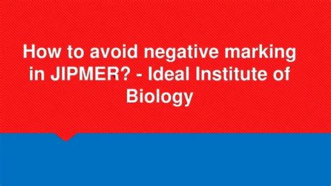 PPT How To Avoid Negative Marking In JIPMER Ideal Institute Of