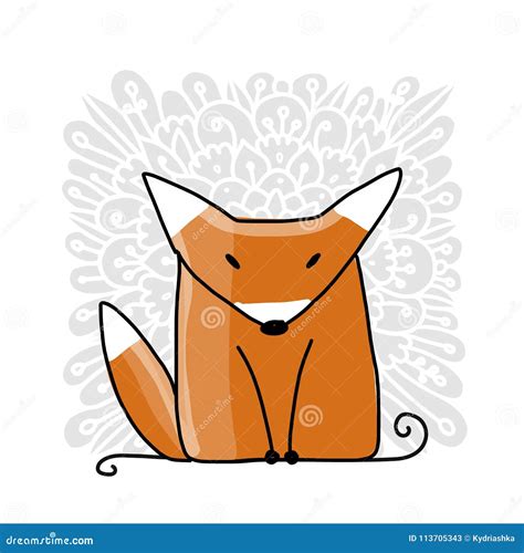 Cute Red Fox Sketch For Your Design Stock Vector Illustration Of