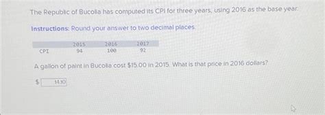 Solved The Republic Of Bucolia Has Computed Its Cpi For Chegg