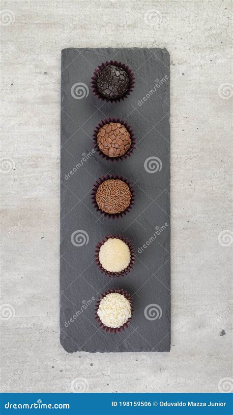 Typical Brazilian Brigadeiros, Various Flavors Over Stone Board Stock Photo - Image of homemade ...