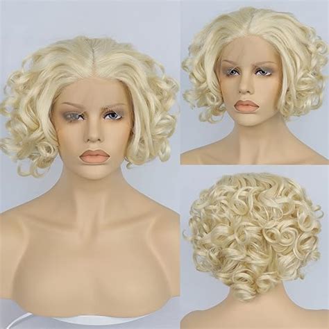 Amazon Anogol Hair Cap Short Curly Synthetic Blonde Lace Front