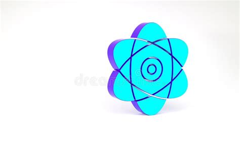 Turquoise Atom Icon Isolated On White Background Symbol Of Science