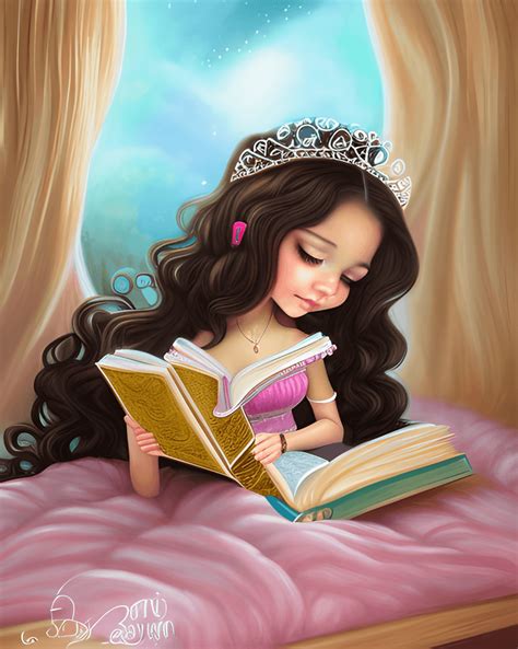 Latina Princess Reading A Book · Creative Fabrica