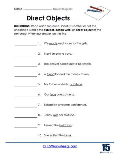 Direct and Indirect Object - HuntersWoodsPH.com Worksheet ...