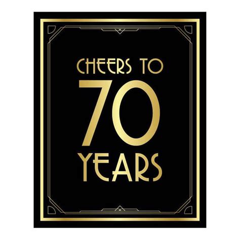 Cheers To 70 Years Happy 70th Birthday Cheers To 70 Years Sign Etsy