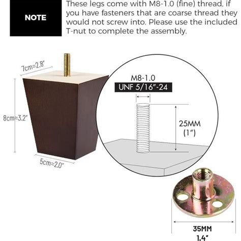 Inch Pieds De Meuble En Bois Naturel Pi Ces Pieds De Table Droit