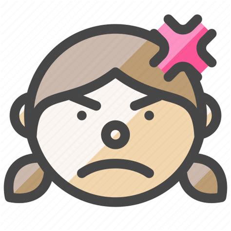 Girl, face, angry, anger, rage, emoji icon - Download on Iconfinder