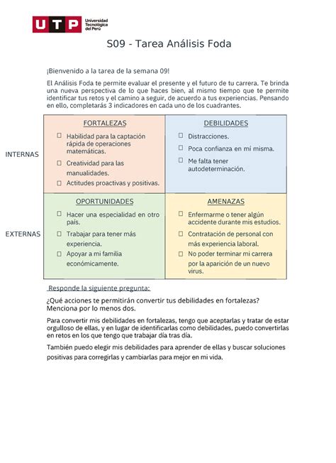 IVU Actividad 9 Lesly Lalupu S09 Tarea Análisis Foda Bienvenido a