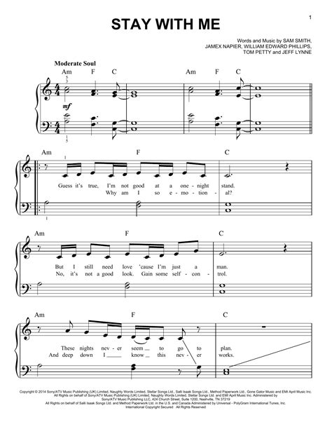 stay   sheet   sam smith easy piano