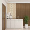 Spacious Foyer Design With Fluted Panels Livspace