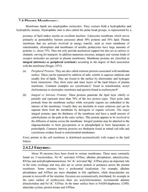 Plasma Membrane Notes On Plasma Membrane Biologie Studocu