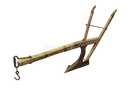 Ancient wooden plough stock image. Image of white, metal - 9269487