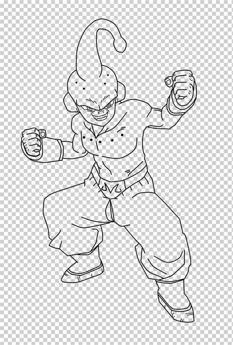 Majin Buu Line Art Goten Trunks Gohan Goku Ngulo Blanco Mano Png