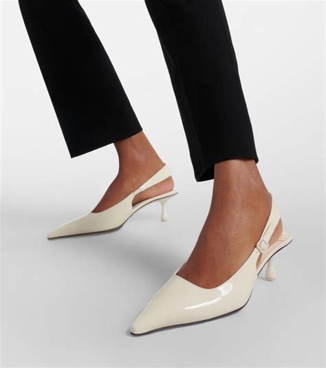 Amel Patent Leather Slingback Pumps In White Jimmy Choo