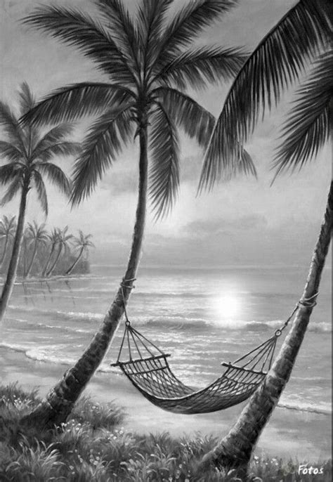 Beach Landscape Pencil Drawing