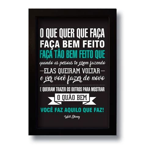 Quadro Decorativo Frase Motivacional Faça Bem Feito 33x43 cm Art