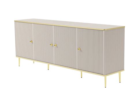 Credenza Con 4 Ante In MDF E Acciaio Beige E Dorato SINEAD