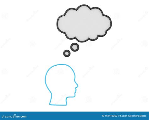 D Head Outline With Thought Bubble Above It Stock Illustration