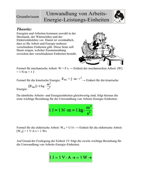 Umwandlung Von Arbeits Energie Leistungs