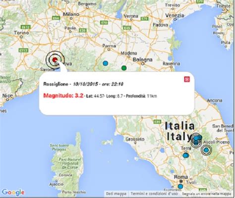 Terremoto Oggi Liguria Ottobre Scossa M In Serata Nella