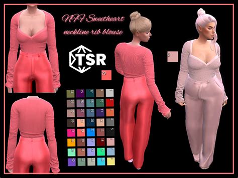 The Sims Resource Sweetheart Neckline Rib Blouse