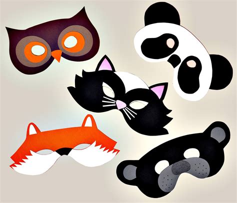 5 Antifaces infantiles de animales en formato PDF para descargar e imprimir. Felt Crafts, Paper ...