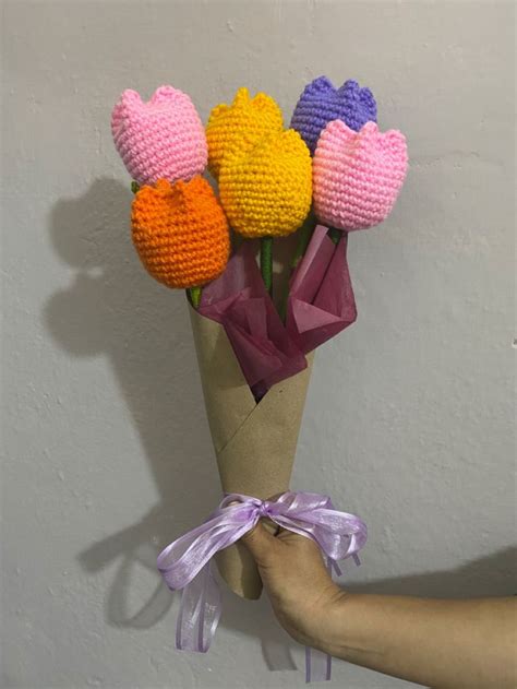 Tulipanes Arreglos Florales Diy Manualidades Ramo De Ganchillo