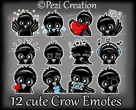 Cute Crow Twitch Emotes Pack Etsy