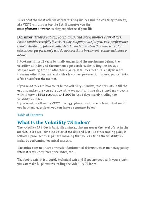 Volatility 75 Index Trading Strategy PDF | PDF