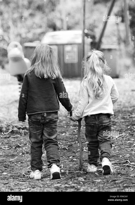 Sisters Holding Hands Black And White