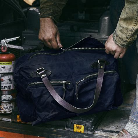 Filson Hour Tin Cloth Duffle Bag Navy Robuuste Reistas Voor