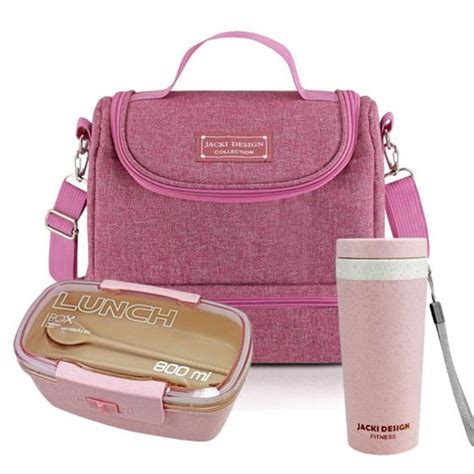 Kit Bolsa T Rmica Lanche Garrafa Marmita Pe As Rosa Jacki