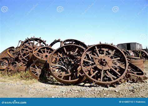 Old Rusty Steel Tractor Wheels Stock Photo - Image: 61680710