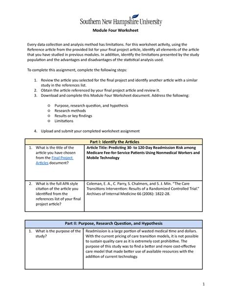 Ihp Module Four Worksheet Module Four Worksheet Every Data