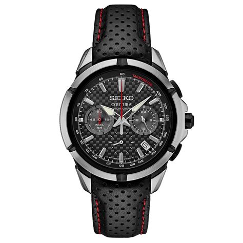 Seiko Men's Coutura Black Chronograph Leather Watch