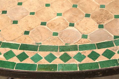 Moroccan Round Dining Mosaic Green Tile Table At 1stdibs Mosaic Round