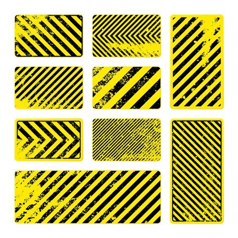 Premium Vector Various Yellow Grunge Warning Signs With Diagonal