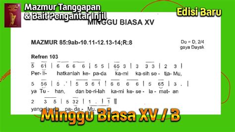 Mazmur Dan BPI Minggu Biasa XV Tahun B 14 Juli 2024 Edisi Baru