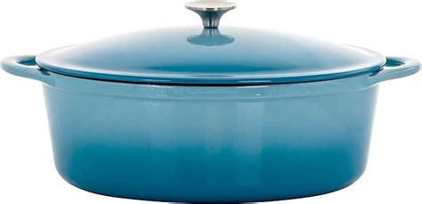 Megachef Oval Enamel Cast Iron Casserole 7 Quart Blue Everything Else